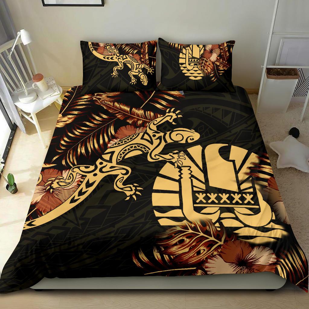 Polynesian Duvet Cover Set - French Polynesia Duvet Cover Set Lizrad Lucky Black - Polynesian Pride