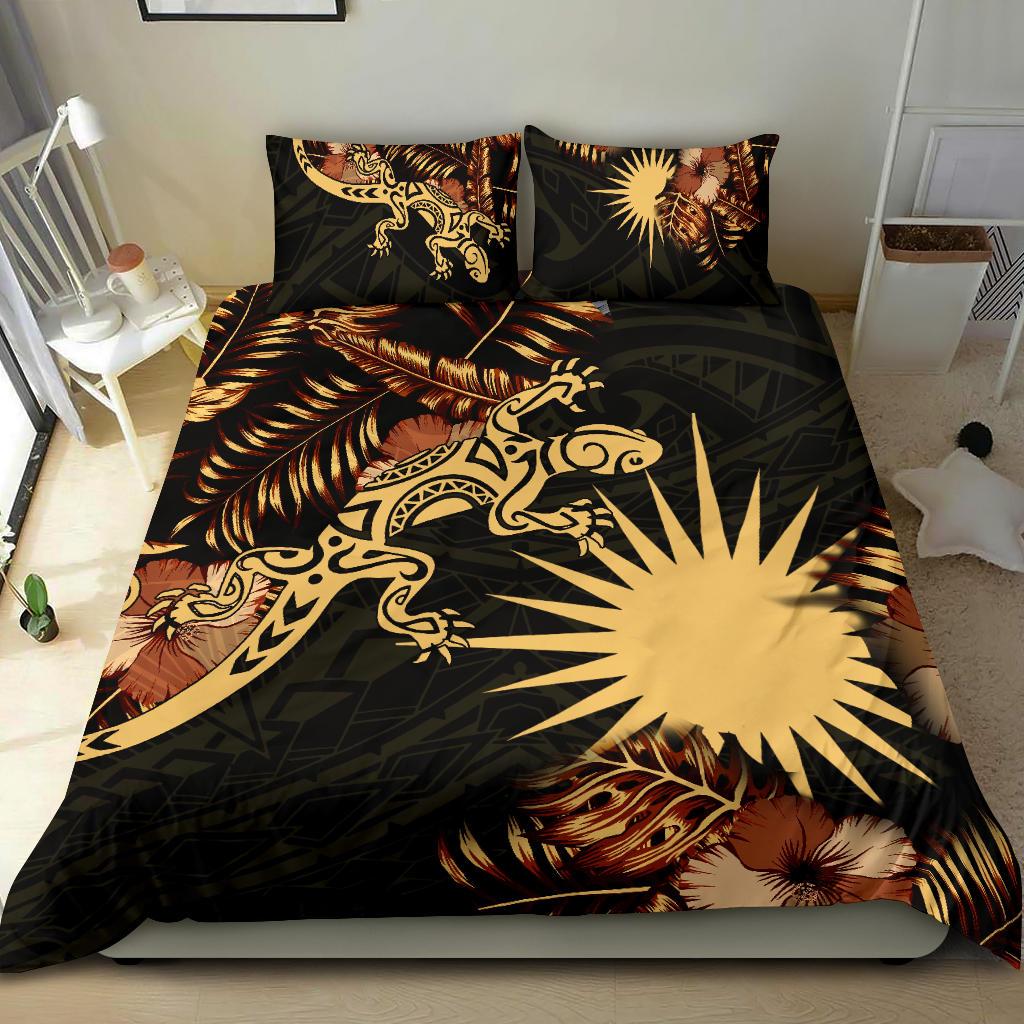 Polynesian Duvet Cover Set - Marshall Islands Duvet Cover Set Lizrad Lucky Black - Polynesian Pride