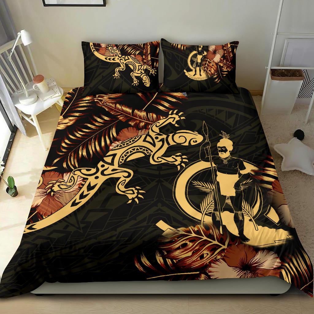 Polynesian Duvet Cover Set - Vanuatu Duvet Cover Set Lizrad Lucky Black - Polynesian Pride