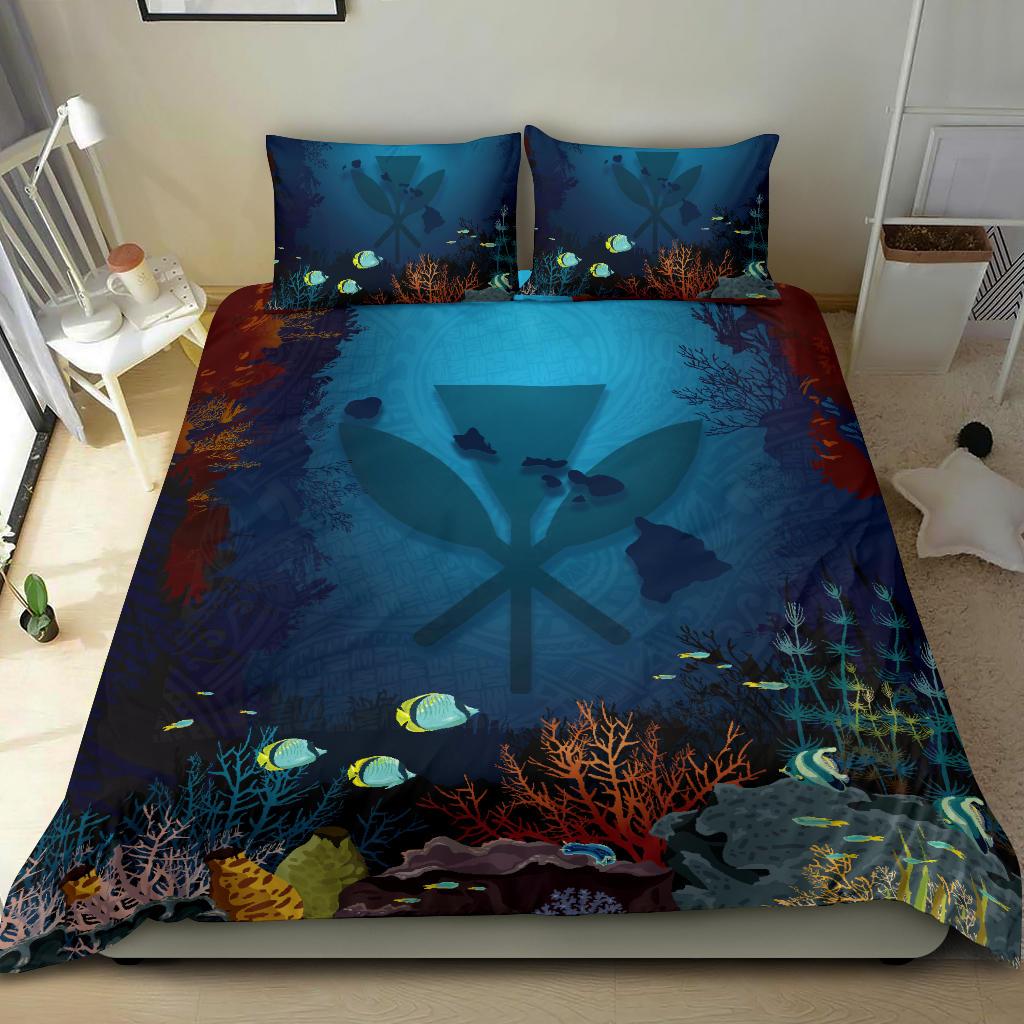 Polynesian Bedding Set - Hawaii Duvet Cover Set Under Sea Blue - Polynesian Pride