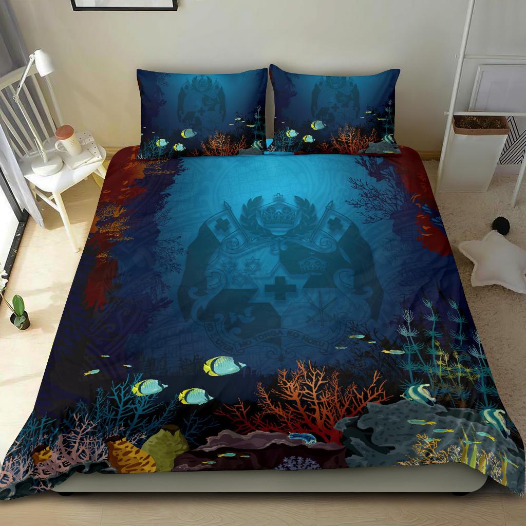 Polynesian Bedding Set - Tonga Duvet Cover Set Under Sea Blue - Polynesian Pride