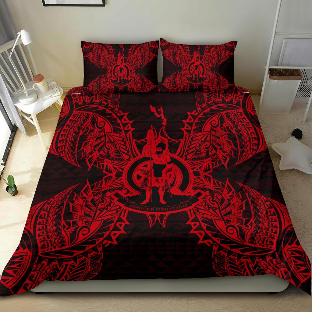 Polynesian Bedding Set - Vanuatu Duvet Cover Set Map Red - Polynesian Pride