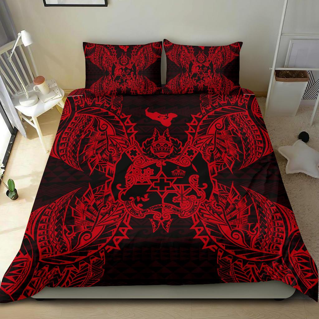 Polynesian Bedding Set - Tonga Duvet Cover Set Map Red - Polynesian Pride