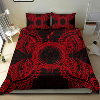 Polynesian Bedding Set - Northern Mariana Islands Duvet Cover Set Map Red - Polynesian Pride