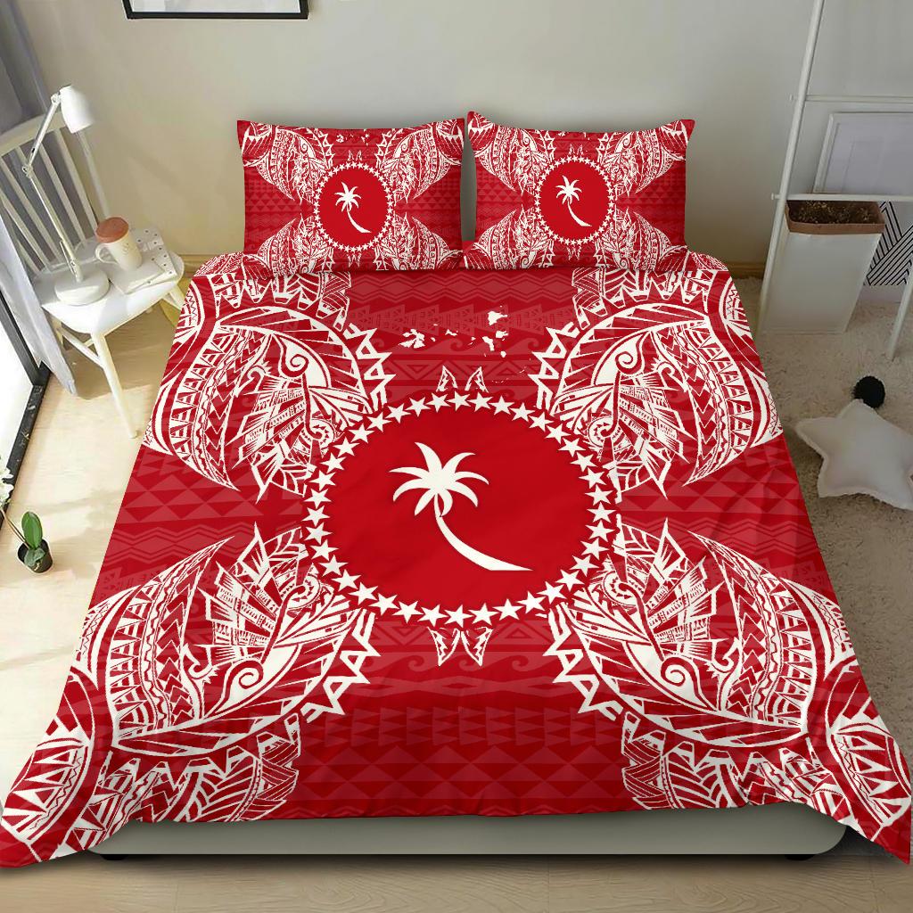 Polynesian Bedding Set - Chuuk Duvet Cover Set Map Red White - Polynesian Pride