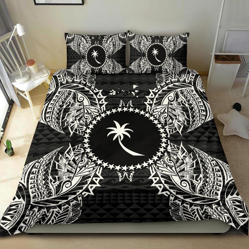 Polynesian Bedding Set - Chuuk Duvet Cover Set Map Black - Polynesian Pride