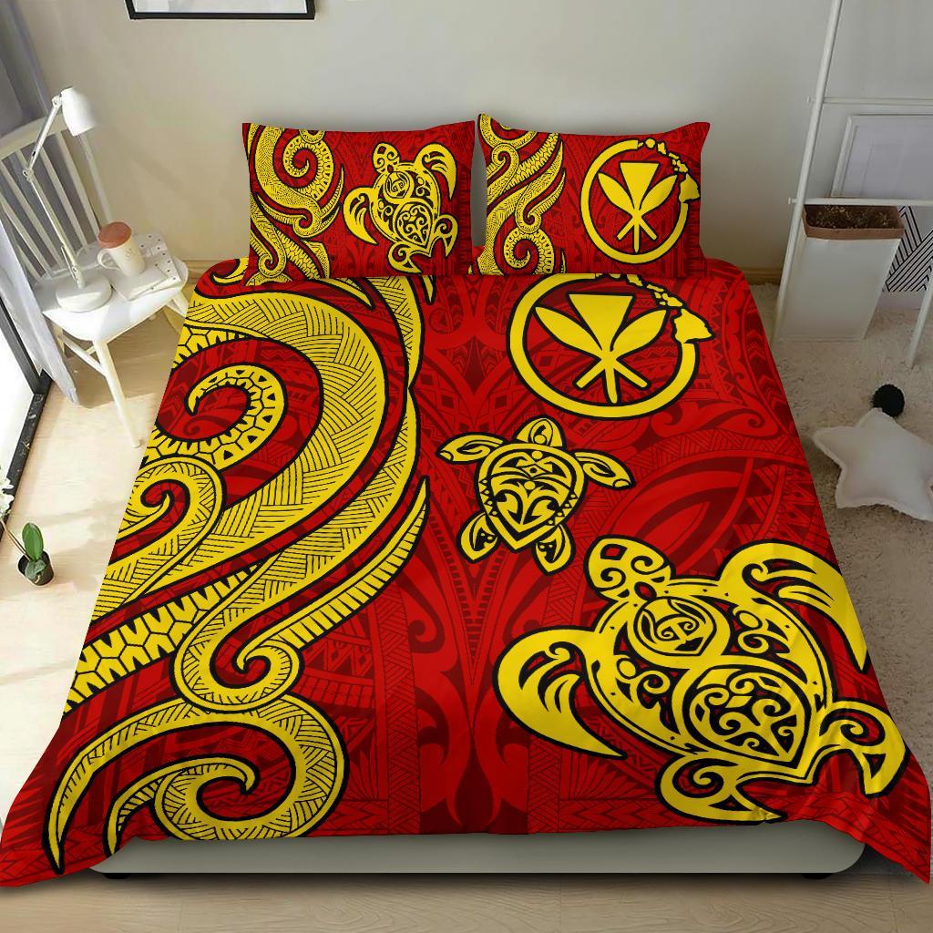 Polynesian Bedding Set - Hawaii (Kanaka Maoli) Duvet Cover Set Tentacle Turtle Red Red - Polynesian Pride