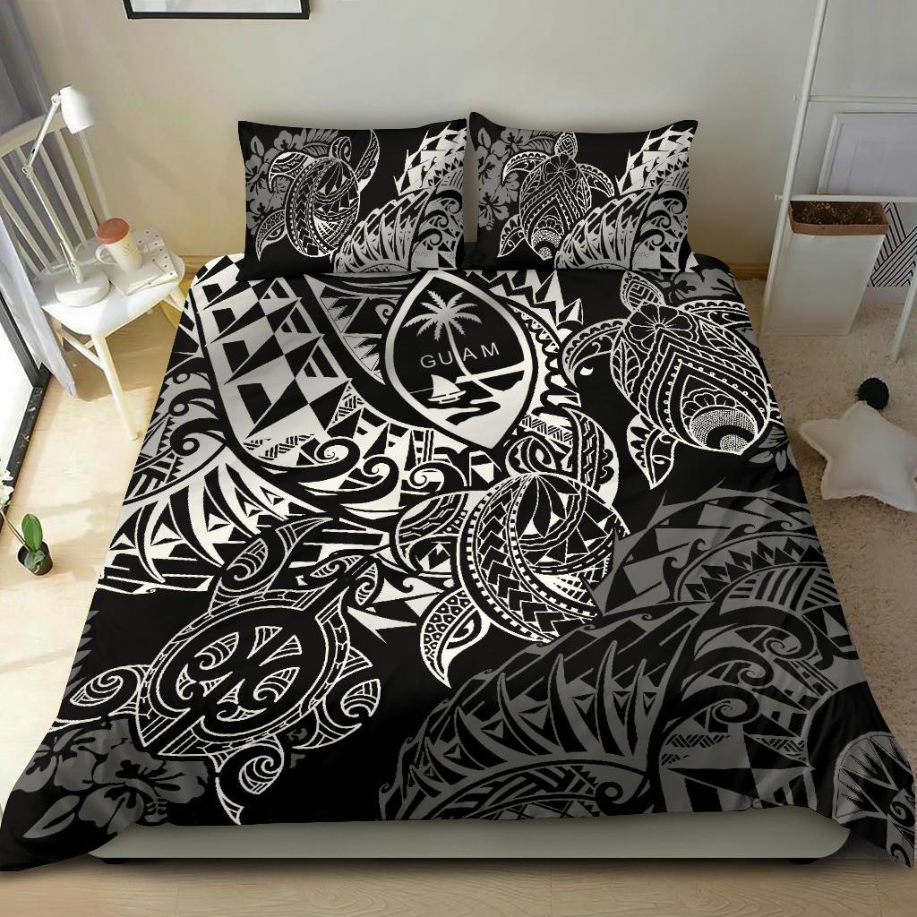 Polynesian Duvet Cover - Guam Bedding Set - White Turtle Flowing White - Polynesian Pride