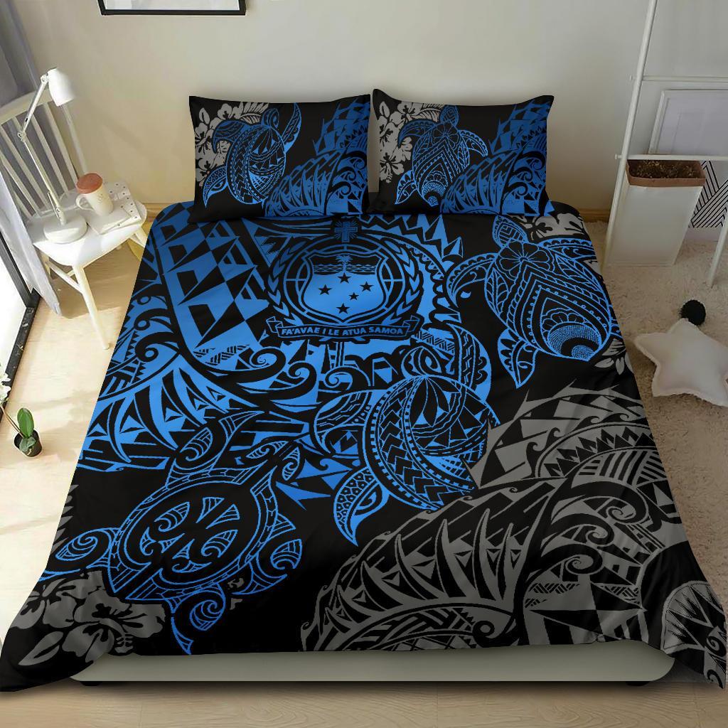 Polynesian Duvet Cover - Samoa Bedding Set - Blue Turtle Flowing Blue - Polynesian Pride