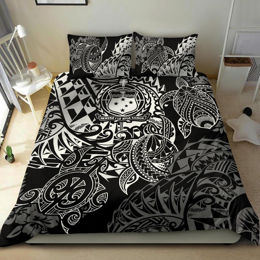 Polynesian Duvet Cover - Samoa Bedding Set - White Turtle Flowing White - Polynesian Pride