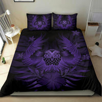 Hawaiian Owl Hibiscus Plumeria Polynesian Bedding Set - Purple - Polynesian Pride