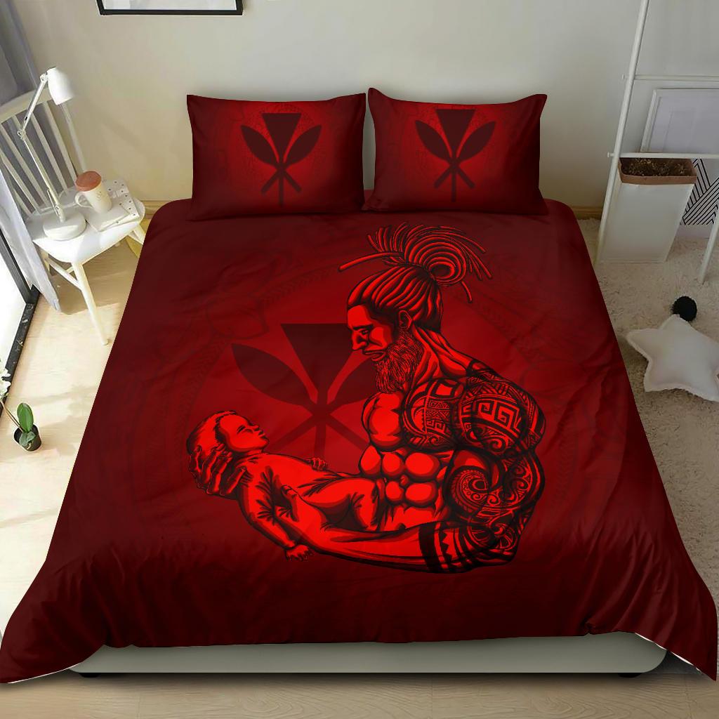 Polynesian Bedding Set Hawaii Duvet Cover Set - A Father's Love Red Red - Polynesian Pride