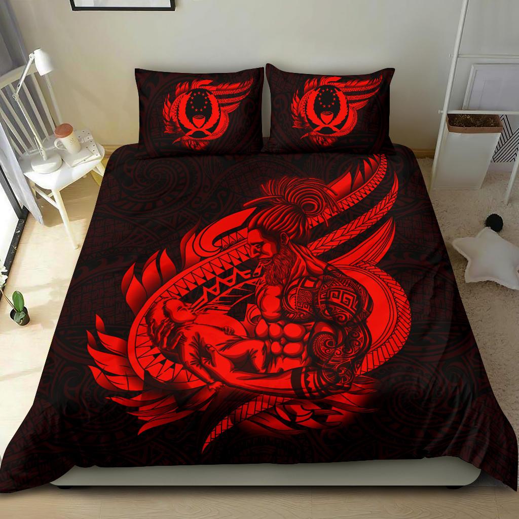 Polynesian Bedding Set - Pohnpei Duvet Cover Set Father And Son Red - Polynesian Pride