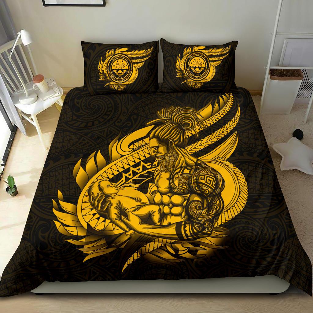 Polynesian Bedding Set - Federated States Of Micronesia Duvet Cover Set Father And Son Gold - Polynesian Pride
