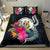 Polynesian Bedding Set - Niue Duvet Cover Set Tropical Flowers Blue - Polynesian Pride