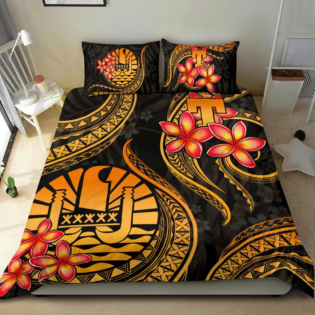 Polynesian Bedding Set - Tahiti Duvet Cover Set - Gold Plumeria GOLD - Polynesian Pride