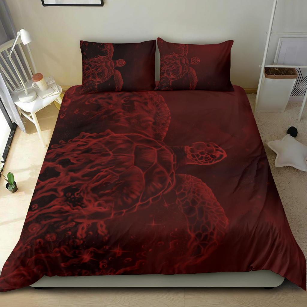 Hawaii Sea Turtle Water Color Travel Galaxy Bedding Set - AH - Red - Polynesian Pride