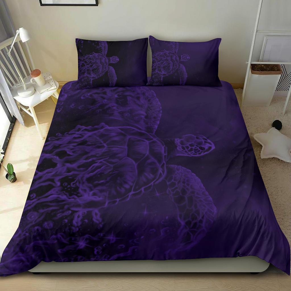 Hawaii Sea Turtle Water Color Travel Galaxy Bedding Set - AH - Purple - Polynesian Pride