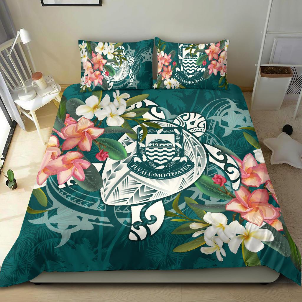 Tuvalu Polynesian Bedding Set - Turtle with Plumeria Black - Polynesian Pride