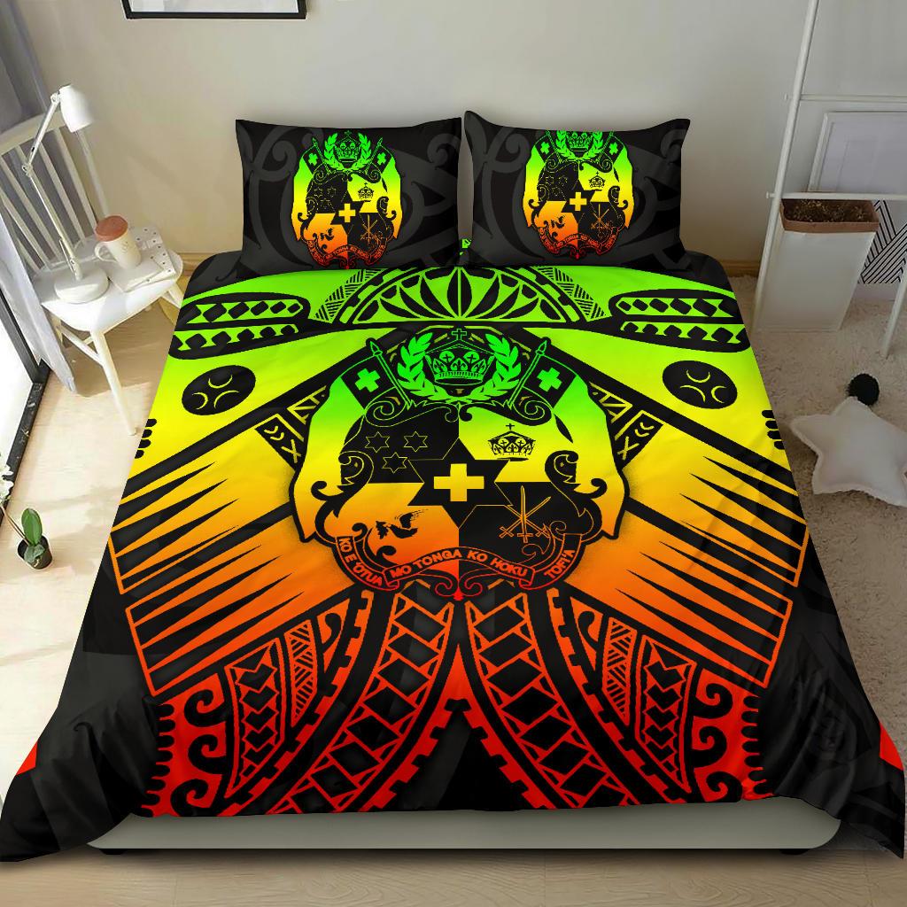 Tonga Polynesian Bedding Set - Tonga Reggae Seal with Polynesian tattoo Reggae - Polynesian Pride