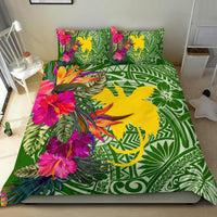 Papua New Guinea Bedding Set - Hibiscus Polynesian Pattern Green Version - Polynesian Pride