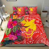 Papua New Guinea Bedding Set - Hibiscus Polynesian Pattern Red Version - Polynesian Pride