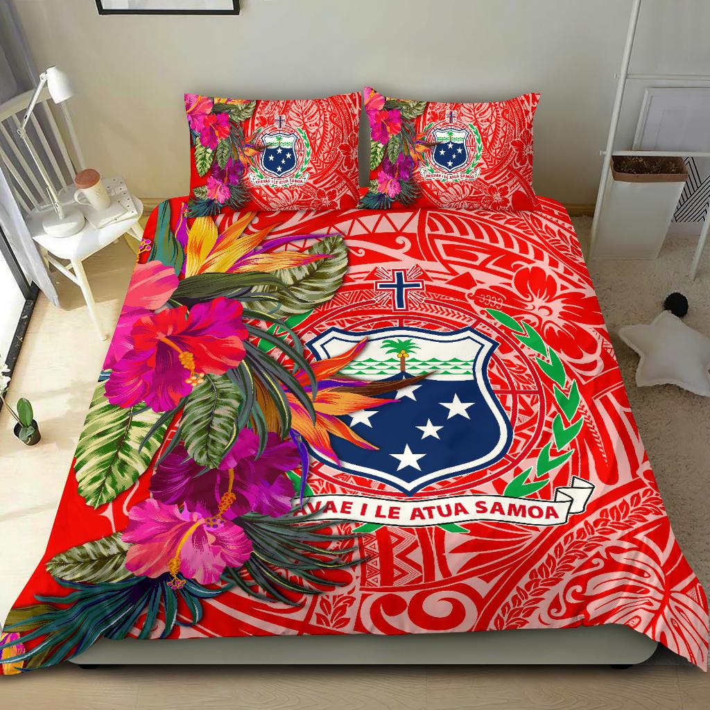Samoa Bedding Set - Hibiscus Polynesian Pattern Red Version - Polynesian Pride