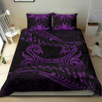 New Zealand Bedding Set Purple Manaia Maori - Silver Fern Duvet Cover - Polynesian Pride