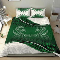 New Zealand Bedding Set Green Manaia Maori - Silver Fern Duvet Cover And Pillow Case - Polynesian Pride