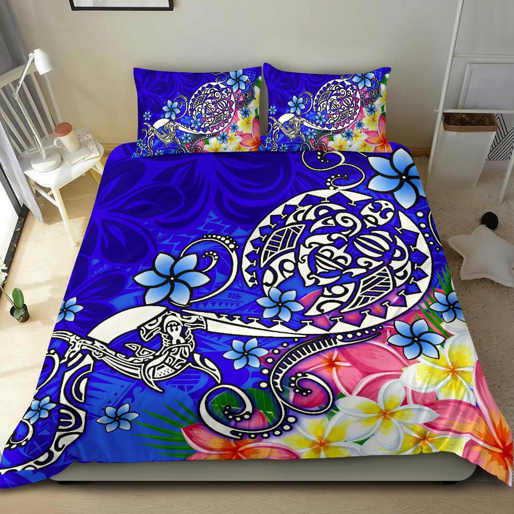 Polynesian Bedding Set - Turtle Plumeria Blue Color Blue - Polynesian Pride