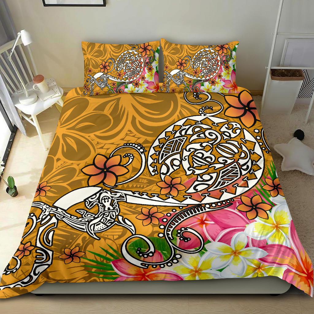 Polynesian Bedding Set - Turtle Plumeria Gold Color Gold - Polynesian Pride