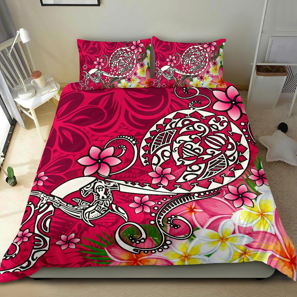 Polynesian Bedding Set - Turtle Plumeria Pink Color Pink - Polynesian Pride