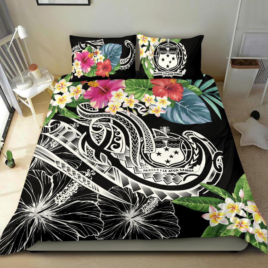 Polynesian Samoa Bedding Set - Summer Plumeria (Black) Black - Polynesian Pride