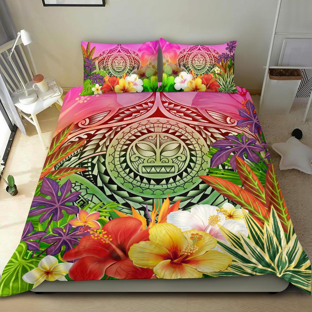 Polynesian Bedding Set - Manta Ray Tropical Flowers - Polynesian Pride