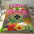 Wallis And Futuna Polynesian Bedding Set - Manta Ray Tropical Flowers - Polynesian Pride