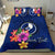 Micronesian Custom Personalised Bedding Set - Yap Duvet Cover Set Floral With Seal Blue - Polynesian Pride