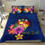 Polynesian Custom Personalised Bedding Set - Tonga Duvet Cover Set Floral With Seal Blue - Polynesian Pride