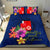 Polynesian Bedding Set - Wallis and Futuna Duvet Cover Set Floral With Seal Blue - Polynesian Pride