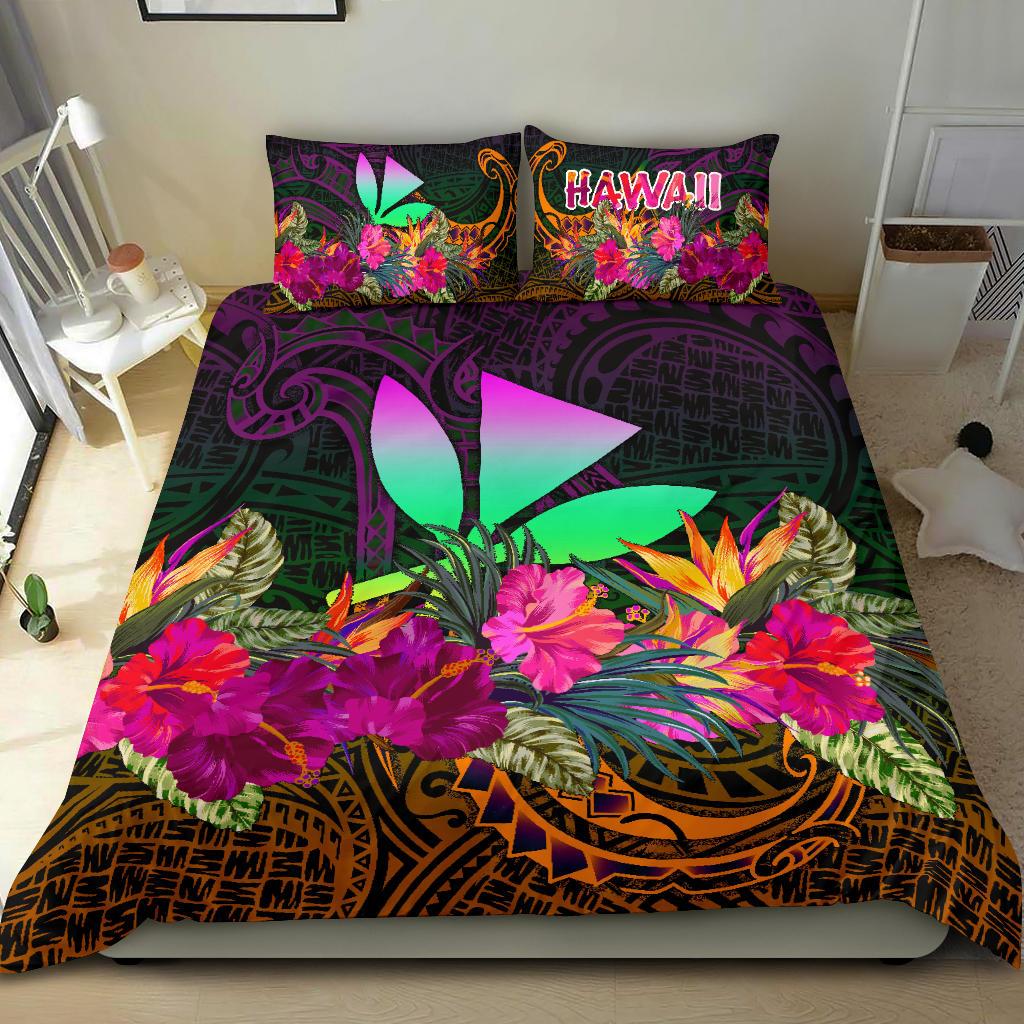 Polynesian Hawaii Kanaka Maoli Bedding Set - Summer Hibiscus Reggae - Polynesian Pride