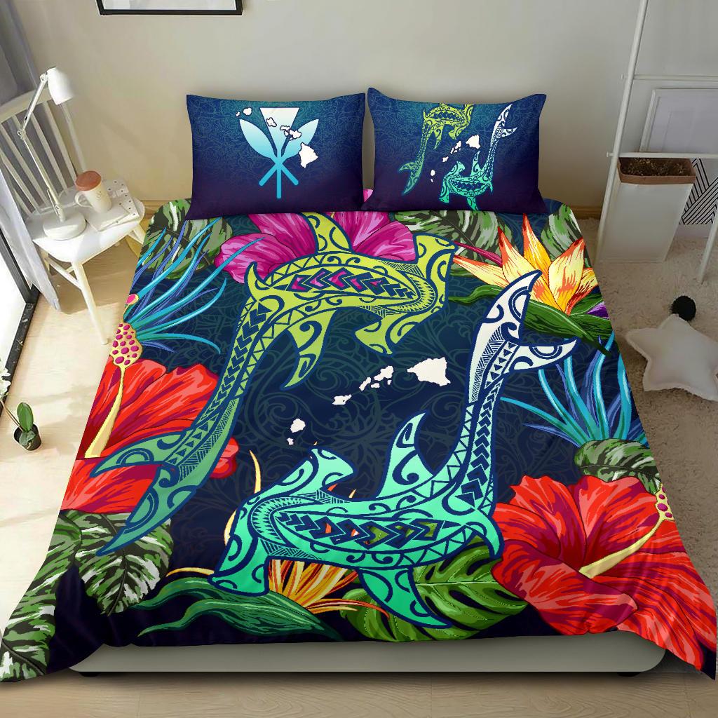 Hawaii Bedding Set - Hawaii Shark Tropical Color Bedding Set - Polynesian Pride