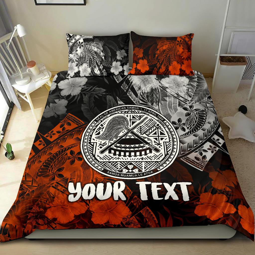 American Samoa Personalised Bedding Set - Vintage Polynesian Style Black - Polynesian Pride