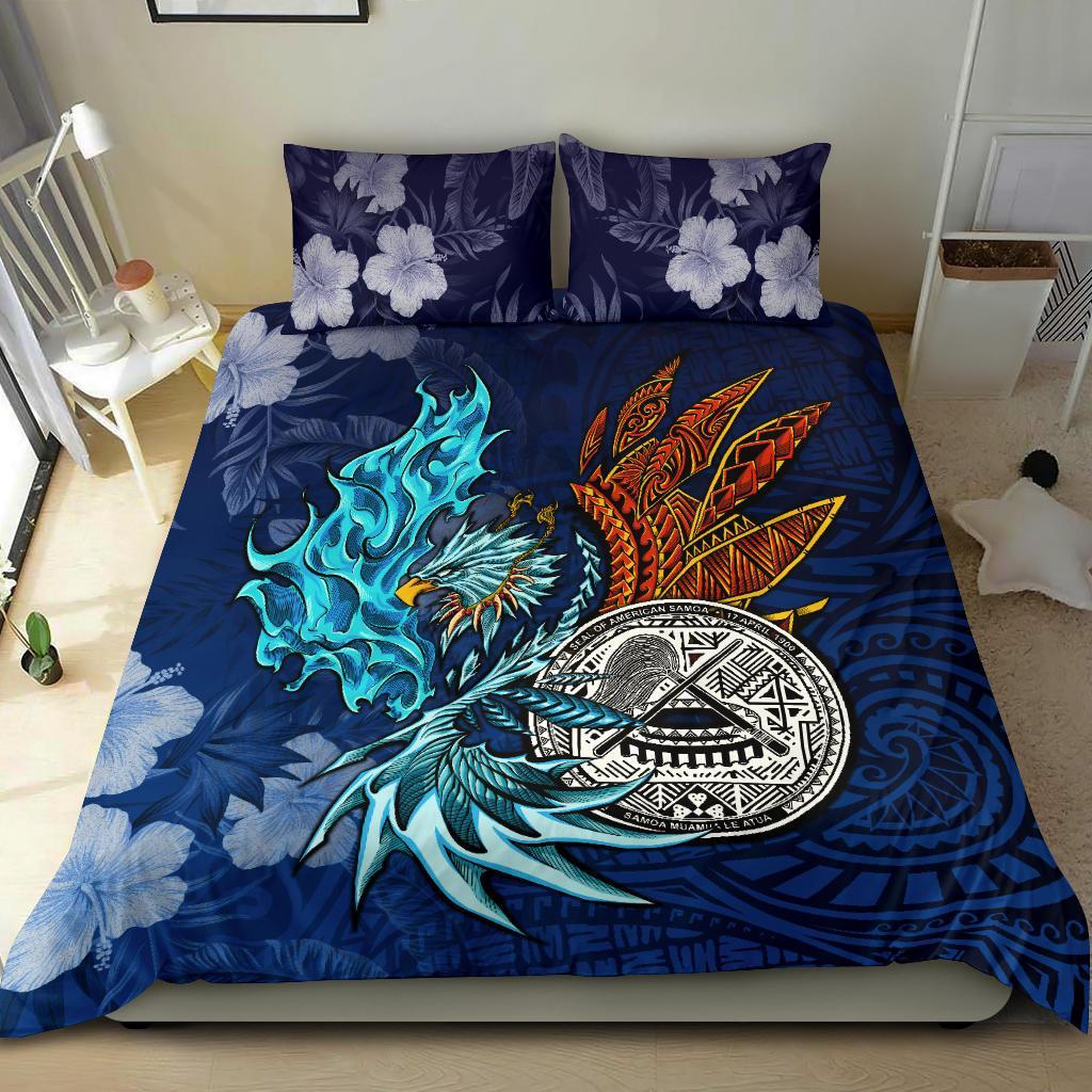 American Samoa Polynesian Bedding Set - Blue Polynesian Eagle Blue - Polynesian Pride