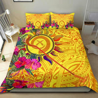 Polynesian Bedding Sets - Vanuatu Symbols With Hibiscus Yellow - Polynesian Pride