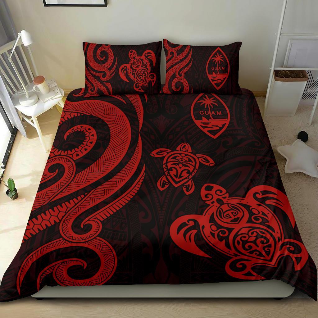 Guam Polynesian Bedding Set - Red Tentacle Turtle Red - Polynesian Pride