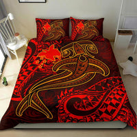 Papua New Guinea Bedding Set - Red Shark Polynesian Tattoo - Polynesian Pride