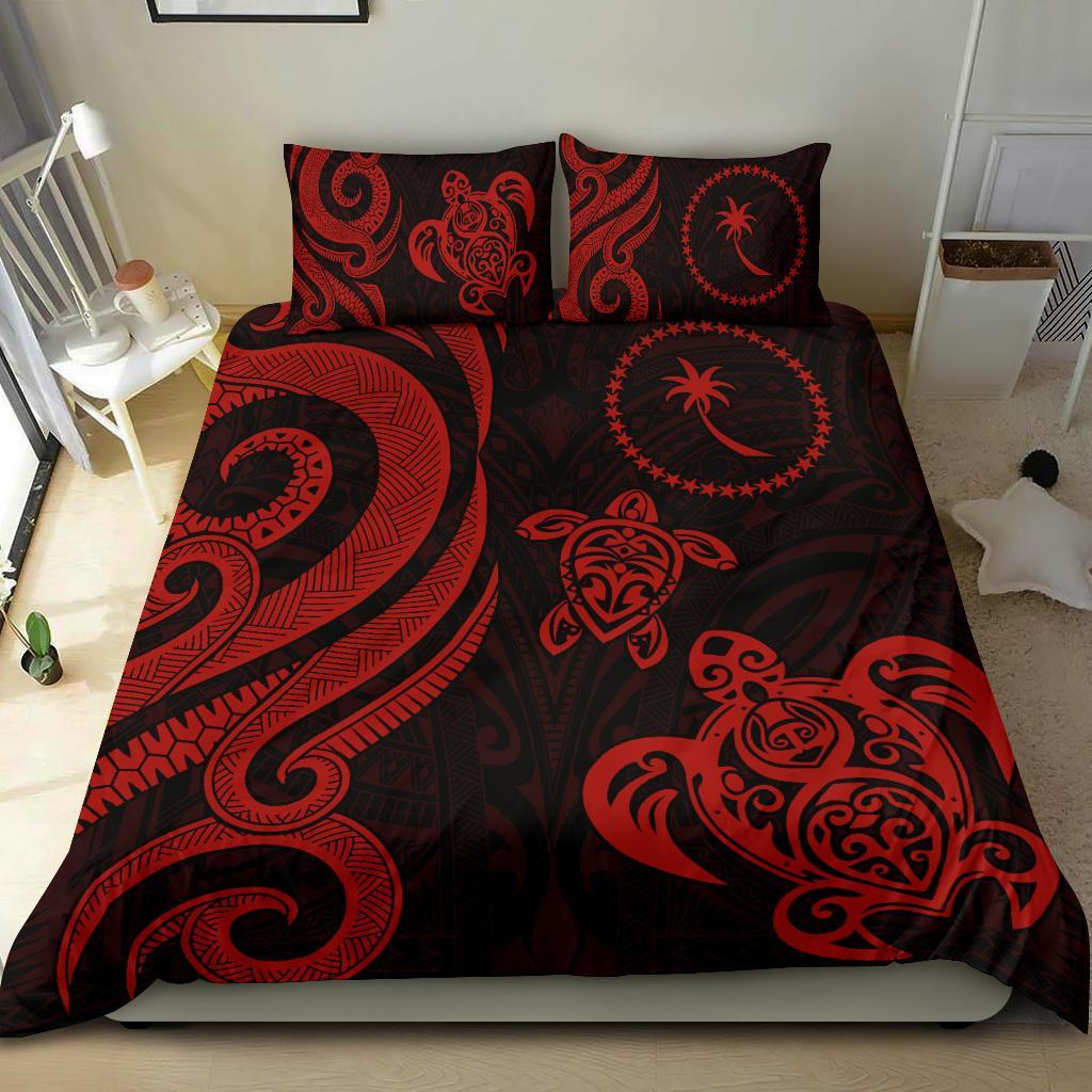 Chuuk Micronesian Bedding Set - Red Tentacle Turtle Red - Polynesian Pride