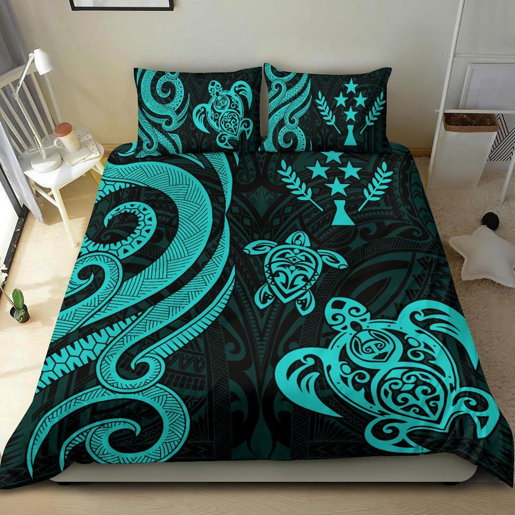 Kosrae Micronesian Bedding Set - Turquoise Tentacle Turtle Black - Polynesian Pride