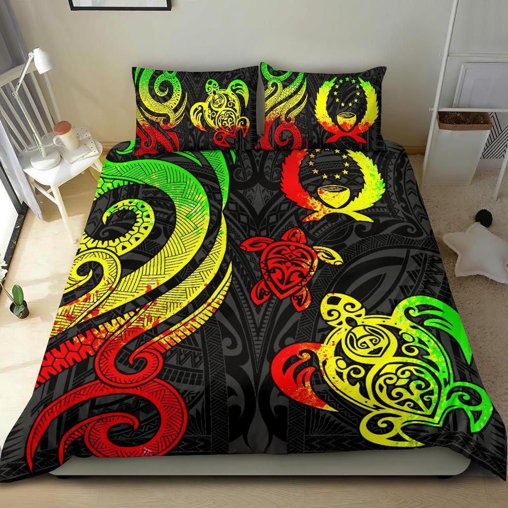 Pohnpei Micronesian Bedding Set - Reggae Tentacle Turtle Reggae - Polynesian Pride