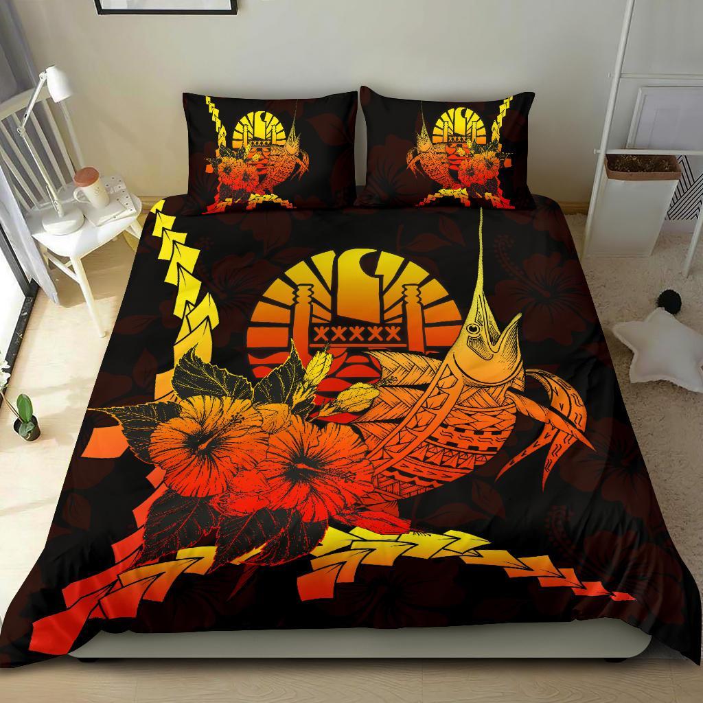 Tahiti Polynesian Bedding Set - Swordfish With Hibiscus - Polynesian Pride
