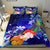 Custom Personalised Samoa Bedding Set - Humpback Whale with Tropical Flowers (Blue) - Polynesian Pride